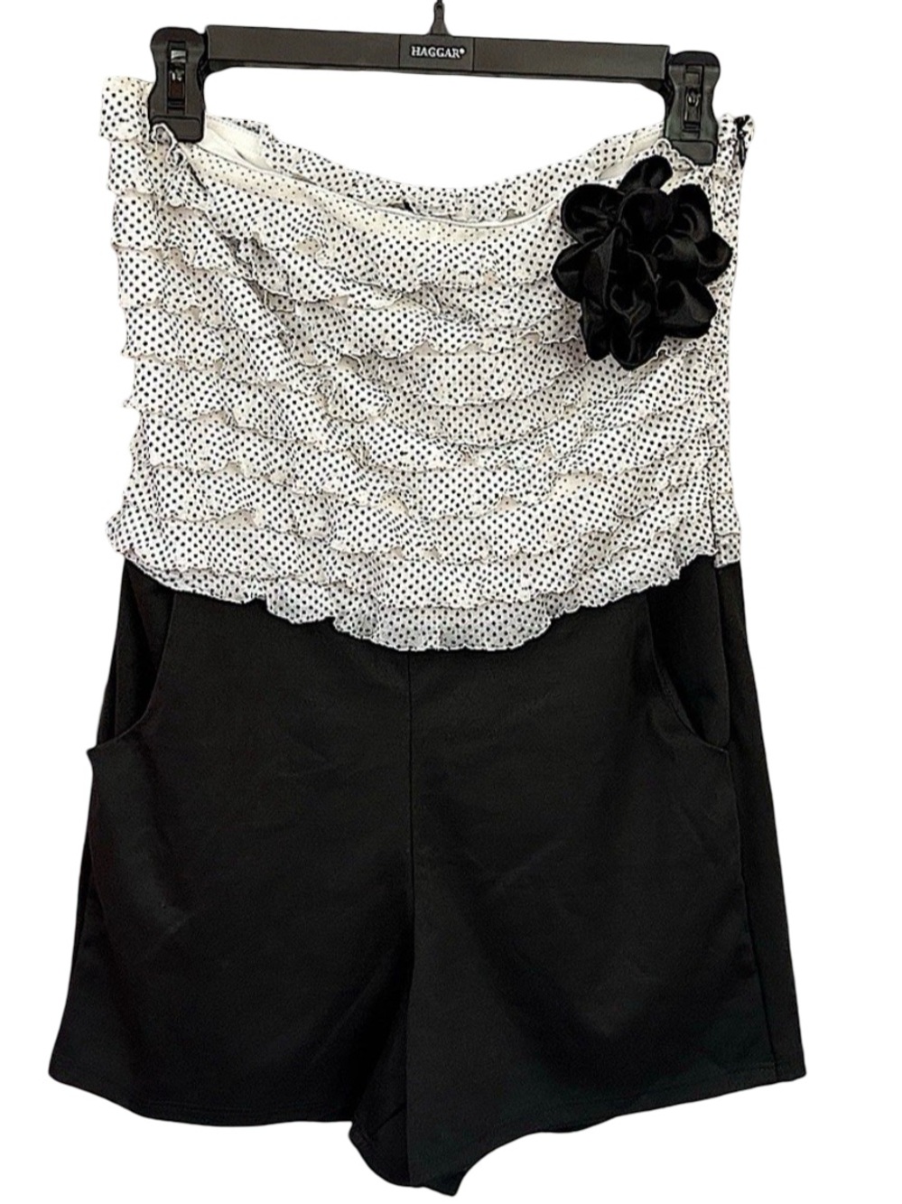 Charlotte Russe Y2K Deadstock Strapless Polkadot Ruffle Rosette Indie Romper M